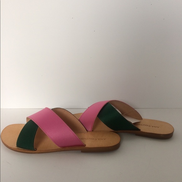 ANA COUTURE Pink&Green Flat Sandals - Picture 4 of 7